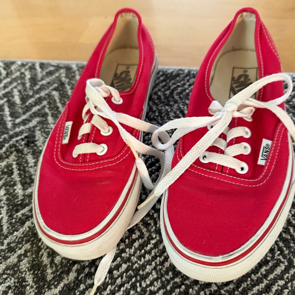 Vans Bold Red Canvas Shoes with White Accents